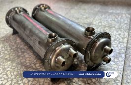 مبدل حرارتی پوسته و لوله نقره ای تمام استیل 316 سایز60 به سفارش مشتری